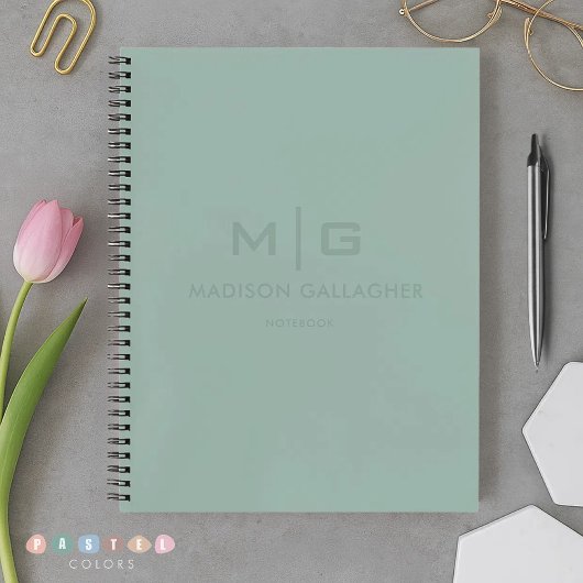 淡い ソフトな ライト パステル サージュ モス グリーン 色 ノートブック