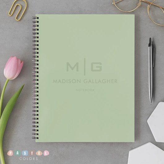 淡い ソフトな ライト パステル サージュ モス グリーン 色 ノートブック