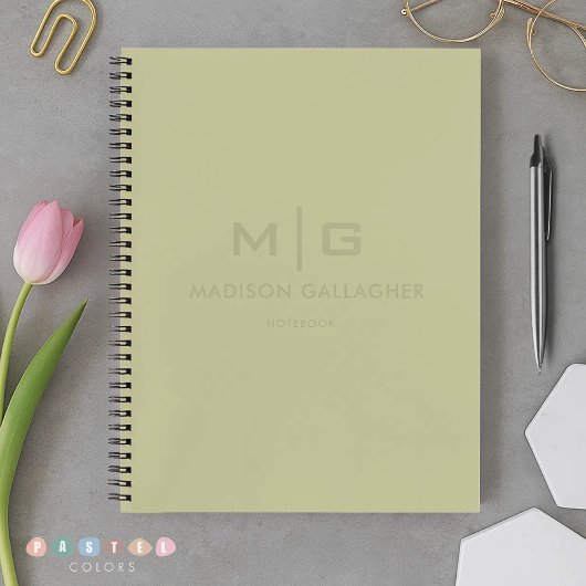 淡い ソフトな ライト パステル サージュ モス グリーン 色 ノートブック