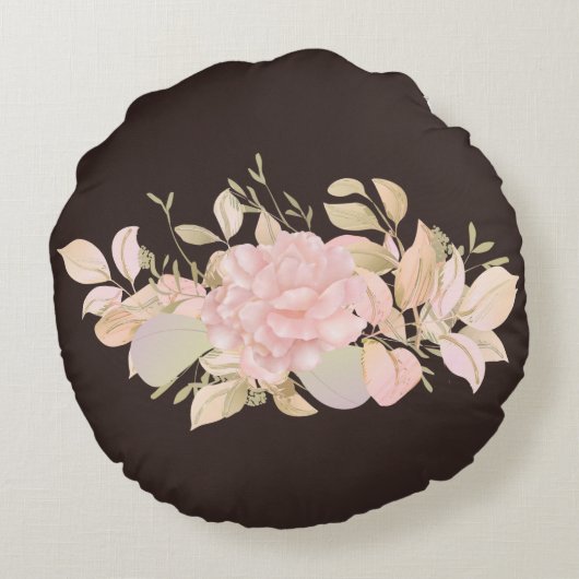 淡かわいらし色ベージュピンクバラ文字B ラウンドクッション (裏面)