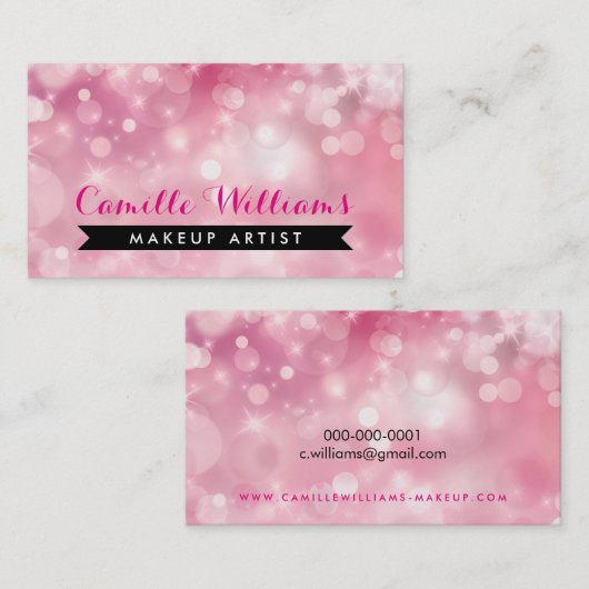 淡エレガントいピンクお洒落色の《写真》ぼけ味 名刺 (正面/裏面)