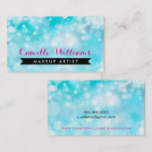 淡エレガントいピンクのアクアお洒落《写真》ぼけ味 名刺 (正面/裏面)