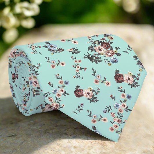 淡エレガントい青の背景の花結婚色 ネクタイ