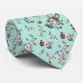 淡エレガントい青の背景の花結婚色 ネクタイ (ロール)