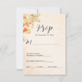 淡オレンジクリーム秋花のウェディング 出欠カード (正面)