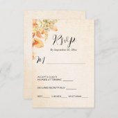 淡オレンジクリーム秋花のウェディング 出欠カード (正面/裏面)