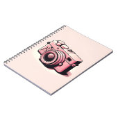 淡ガーリーピンクのカメラ撮パーソナライズされた影 ノートブック (左側)