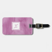 淡シンプルい紫の大理石モノグモダンラム ラゲッジタグ (正面横)
