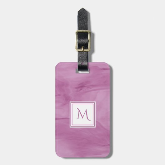 淡シンプルい紫の大理石モノグモダンラム ラゲッジタグ (正面縦)