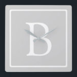 淡シンプル灰色モノグラム スクエア壁時計<br><div class="desc">お買い上げ頂きありがとうございます！</div>