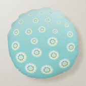 淡パーソナライズされたい青の花柄 ラウンドクッション (裏面)