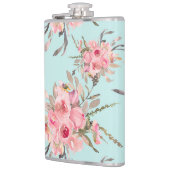 淡ピンクの花が薄い青色の背景 フラスク (左)