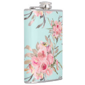 淡ピンクの花が薄い青色の背景 フラスク (右)