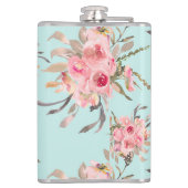 淡ピンクの花が薄い青色の背景 フラスク (裏面)