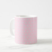 淡ピンク ごく薄い灰青色の水玉模様 コーヒーマグカップ (正面左)