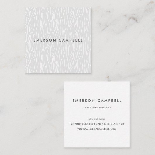 淡ミニマルい灰色の木目テクスチャ スクエア名刺 (正面/裏面)