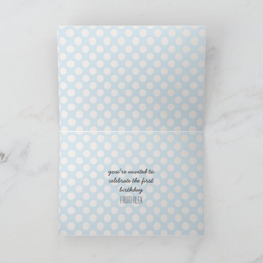 淡モダンい青と黒の1年の点 招待状 (内部)