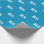 淡モダン青色モノグカスタムラムイニシャルパターン ラッピングペーパー (角)