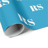 淡モダン青色モノグカスタムラムイニシャルパターン ラッピングペーパー (ロールコーナー)