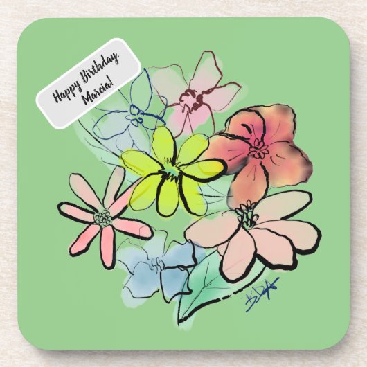 淡水かわいらし色フローラブーケ コースター (正面)