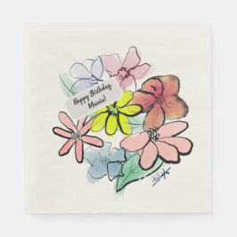 淡水かわいらし色フローラブーケ スタンダードランチョンナプキン