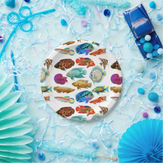 淡水の熱帯アクアリウムの魚の紙皿 ペーパープレート (パーティー)