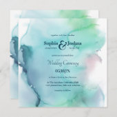 淡水エレガント色抽象芸術結婚の 招待状 (正面/裏面)