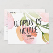 淡水カラー開花ブライダルシャワーアドバイスカード アドバイスカード (正面/裏面)