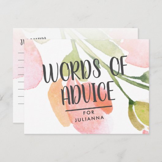 淡水カラー開花ブライダルシャワーアドバイスカード アドバイスカード (正面/裏面)