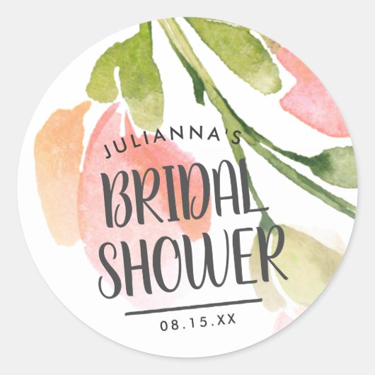 淡水カラー開花ブライダルシャワー ラウンドシール (正面)