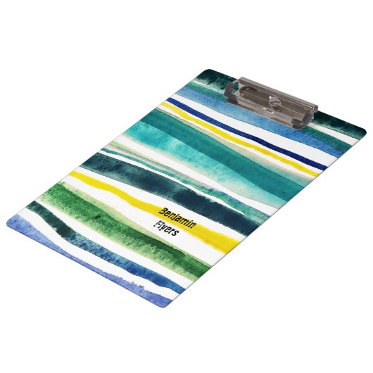 淡水色の絵を描ストライプ手帳ポケットf クリップボード (アングル)