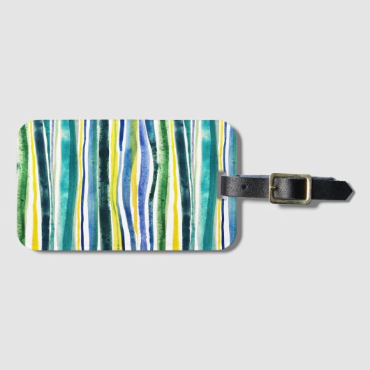 淡水色の絵を描ストライプ ラゲッジタグ (正面横)