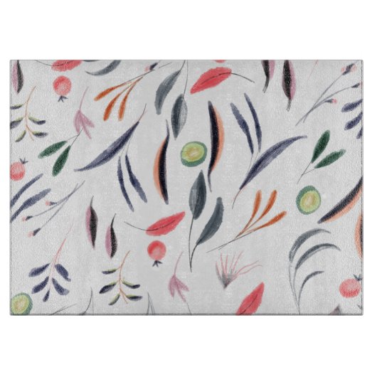 淡水色の葉色と果実のパターン カッティングボード (正面)