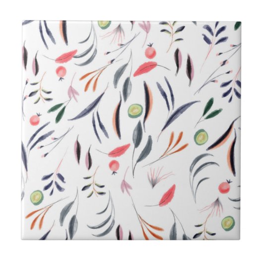 淡水色の葉色と果実のパターン タイル (正面)