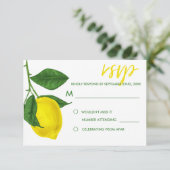 淡水色イエローレモン&グリーン葉ズ 出欠カード (スタンド正面)
