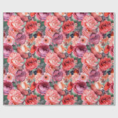 淡水色バラ包装紙転が ラッピングペーパー (フラット)