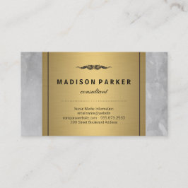 淡水色ブラシ付きエレガント金ゴールドラベル 名刺