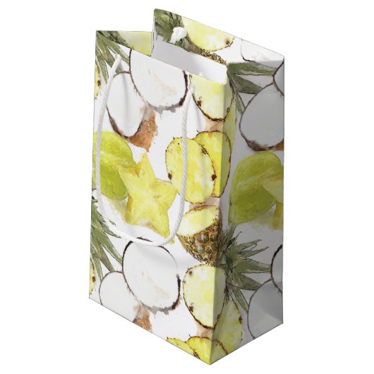 淡水色熱帯果実モノグラムパターン スモールペーパーバッグ (裏面アングル)