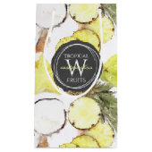 淡水色熱帯果実モノグラムパターン スモールペーパーバッグ (正面)