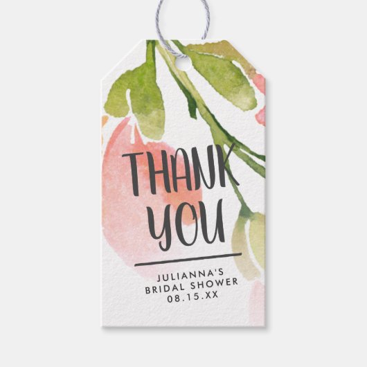 淡水色開花パーソナライズされた有難う ギフトタグ (正面)