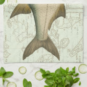 淡水魚の地図 キッチンタオル (折り畳み)