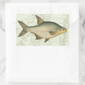 淡水魚の地図 長方形シール (バッグ)