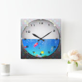 淡水魚の水族館の壁時計 スクエア壁時計 (ホーム)
