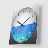 淡水魚の水族館の壁時計 スクエア壁時計 (傾斜)