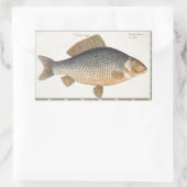 淡水魚の鯉の絵 長方形シール (バッグ)