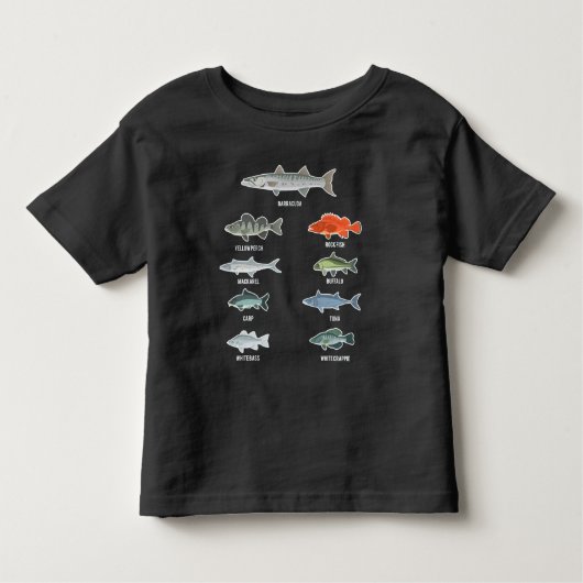 淡水魚タイプ魚釣り種漁師 トドラーTシャツ (正面)