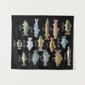 淡水魚種の釣りの種類 タペストリー (正面(横))