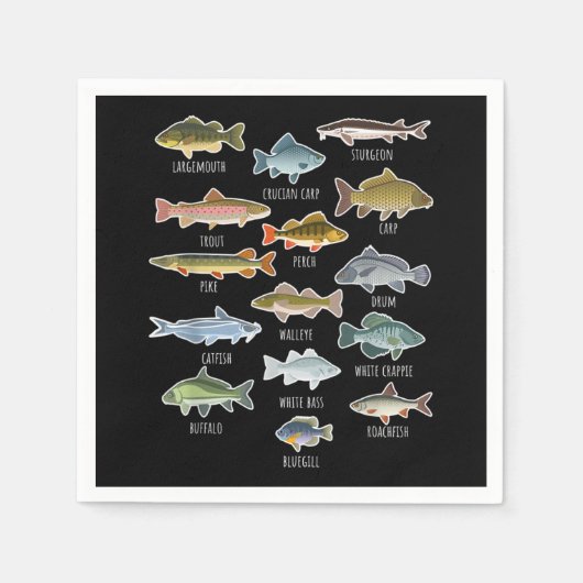 淡水魚種魚釣り スタンダードカクテルナプキン (正面)