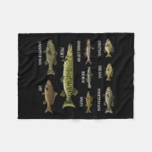 淡水魚種魚釣り フリースブランケット (正面(横))