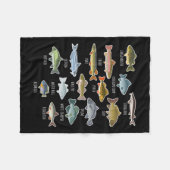 淡水魚種魚釣り フリースブランケット (正面(横))